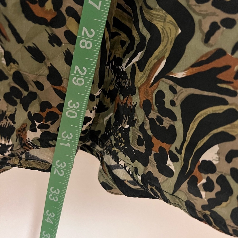 Vintage Silk Animal Print 100% Skirt Valentine Green Elastic Waist Small - Picture 7 of 7